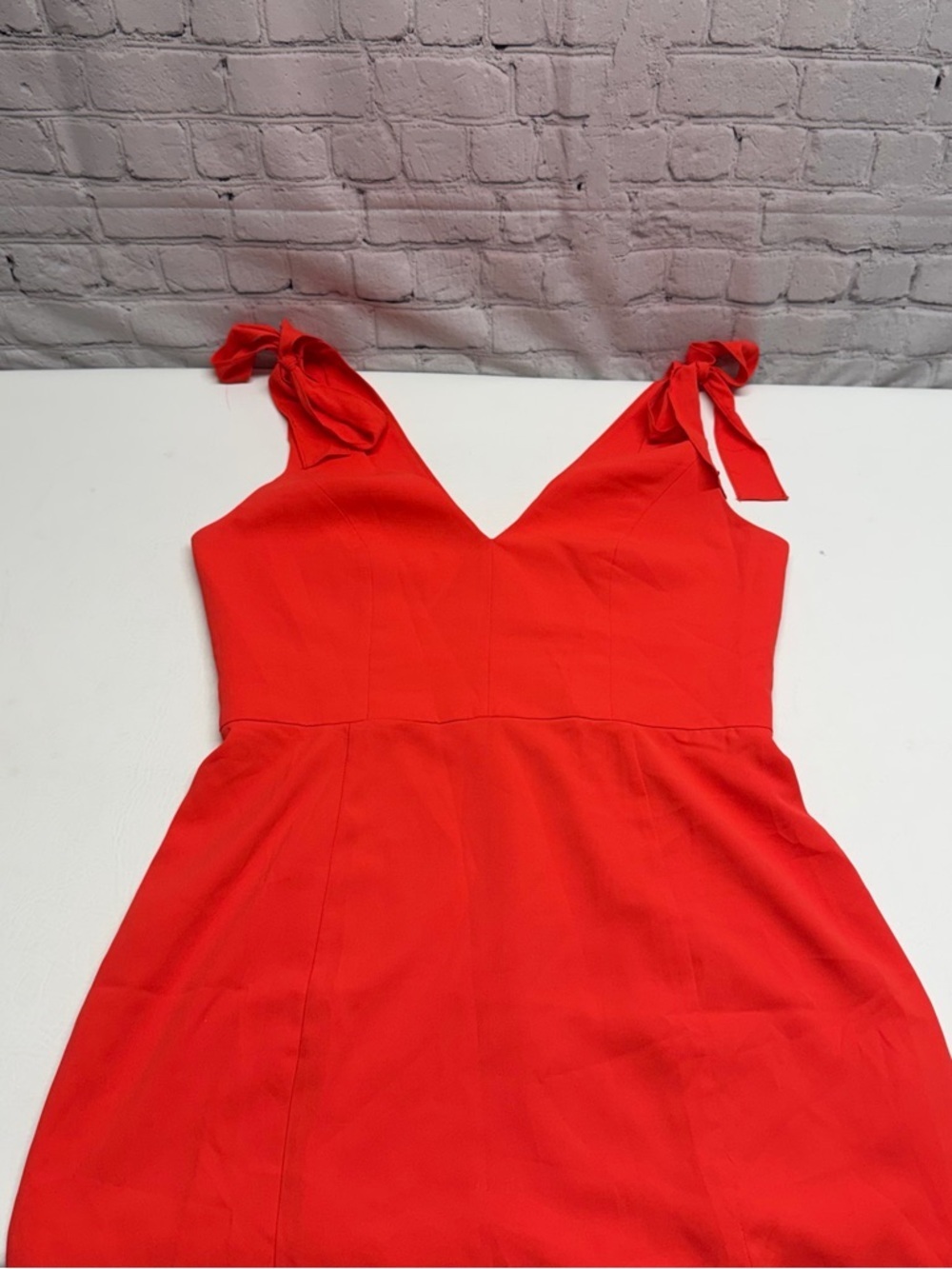 Amanda Uprichard Allora Red V-Neck Tie-Shoulder Mini Dress Sz L - Picture 12 of 12